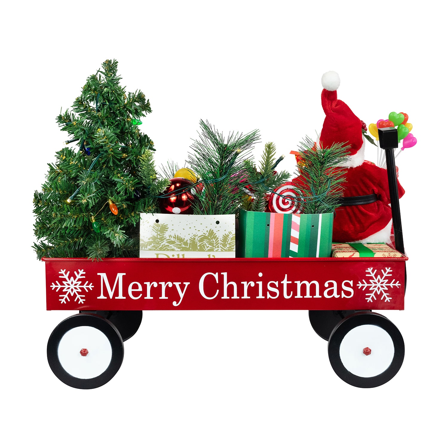 Northlight 20" Lighted And Musical Santa Claus Wagon Christmas Figurine
