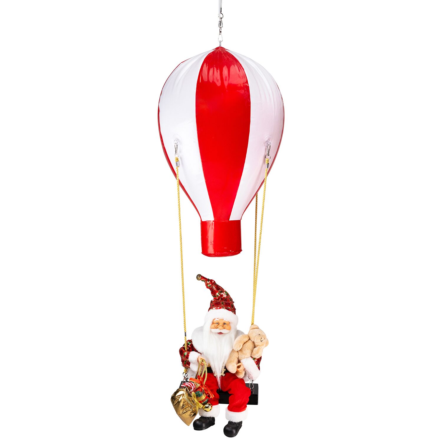 Northlight 43.5" Lighted And Musical Santa Claus Hot Air Balloon Christmas Figurine