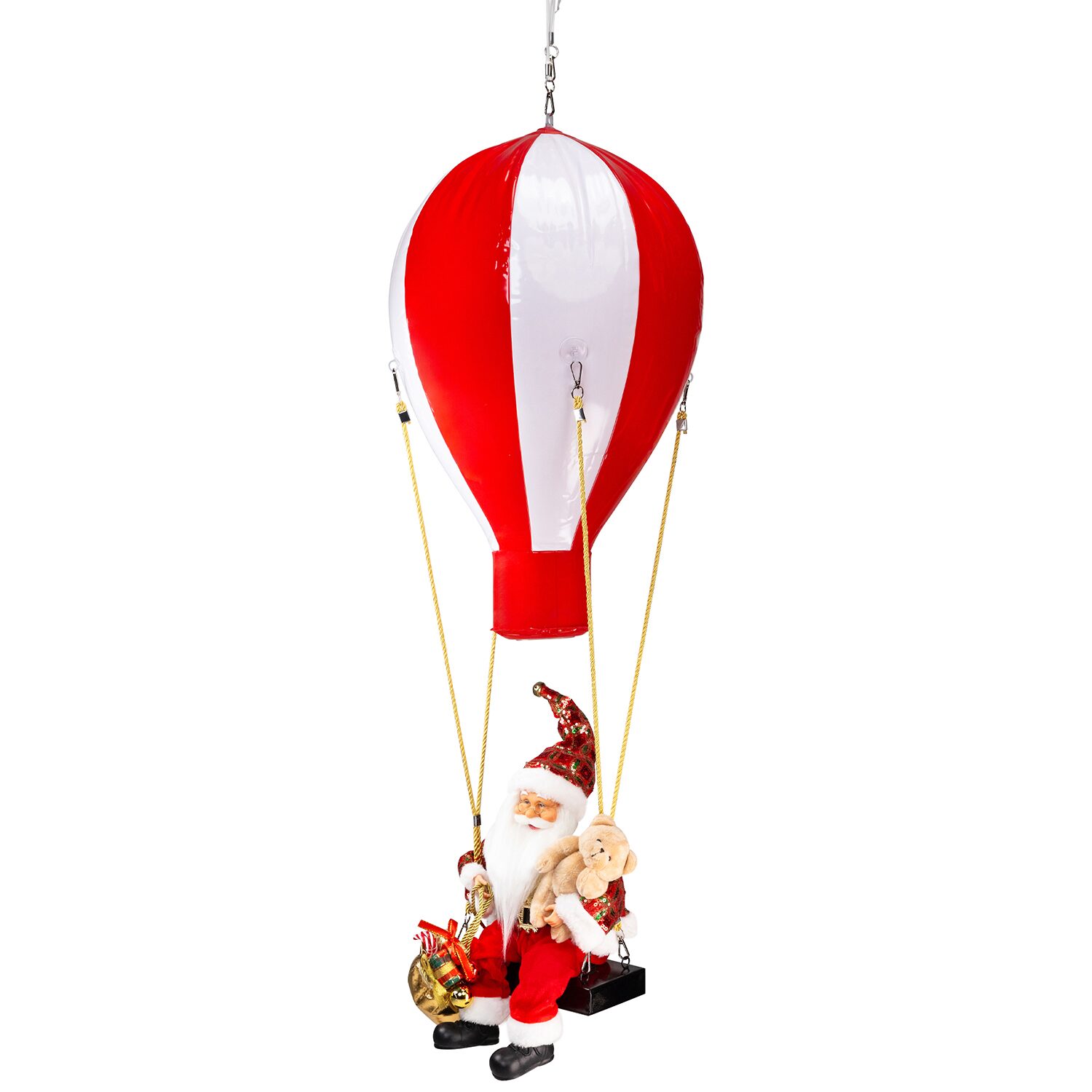 Northlight 43.5" Lighted And Musical Santa Claus Hot Air Balloon Christmas Figurine