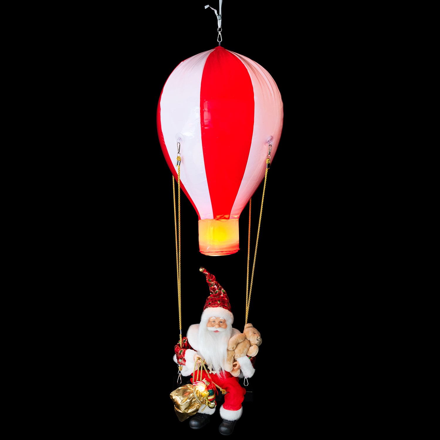 Northlight 43.5" Lighted And Musical Santa Claus Hot Air Balloon Christmas Figurine