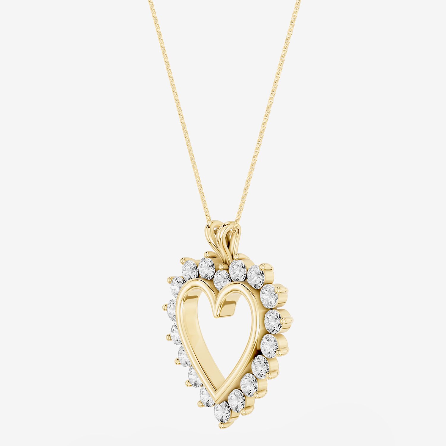 Limited Quantities! (F / Si1) Womens 1 CT. T.W. Lab Grown White Diamond 14K Gold Over Silver Heart 18 Inch Pendant Necklace