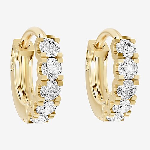 Limited Quantities! (F / Si1) Womens 1/2 CT. T.W. Lab Grown White Diamond 14K Gold Over Silver 12.4mm Hoop Earrings, One Size, Yellow