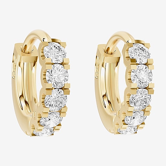 Limited Quantities! (F / Si1) Womens 1/2 CT. T.W. Lab Grown White Diamond 14K Gold Over Silver 12.4mm Hoop Earrings