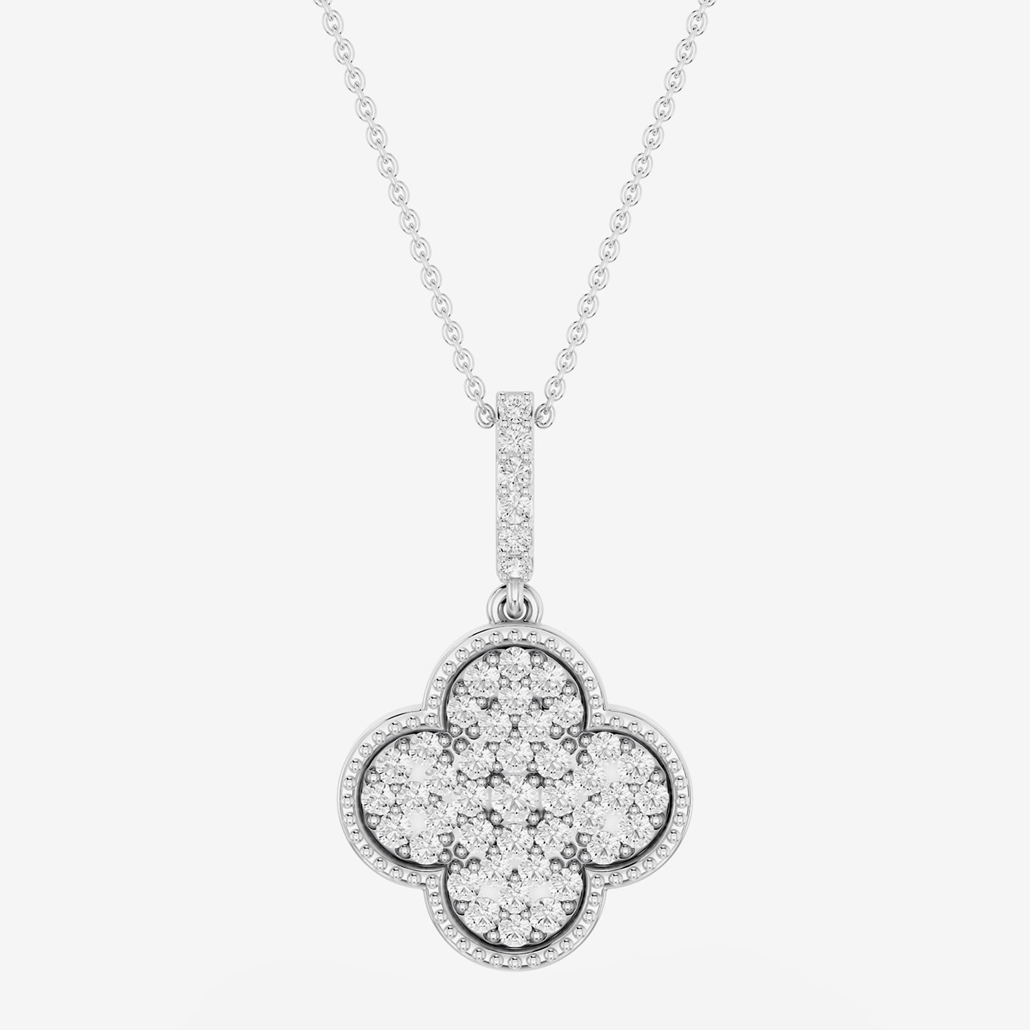 Limited Quantities! (F / Si1) Womens 1/2 CT. T.W. Lab Grown White Diamond Sterling Silver Clover 18 Inch Pendant Necklace