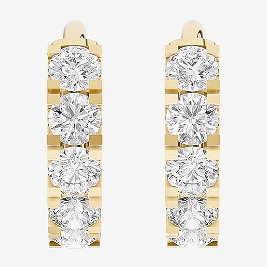 Limited Quantities! (F / Si1) Womens 1/2 CT. T.W. Lab Grown White Diamond 14K Gold Over Silver 12.4mm Hoop Earrings