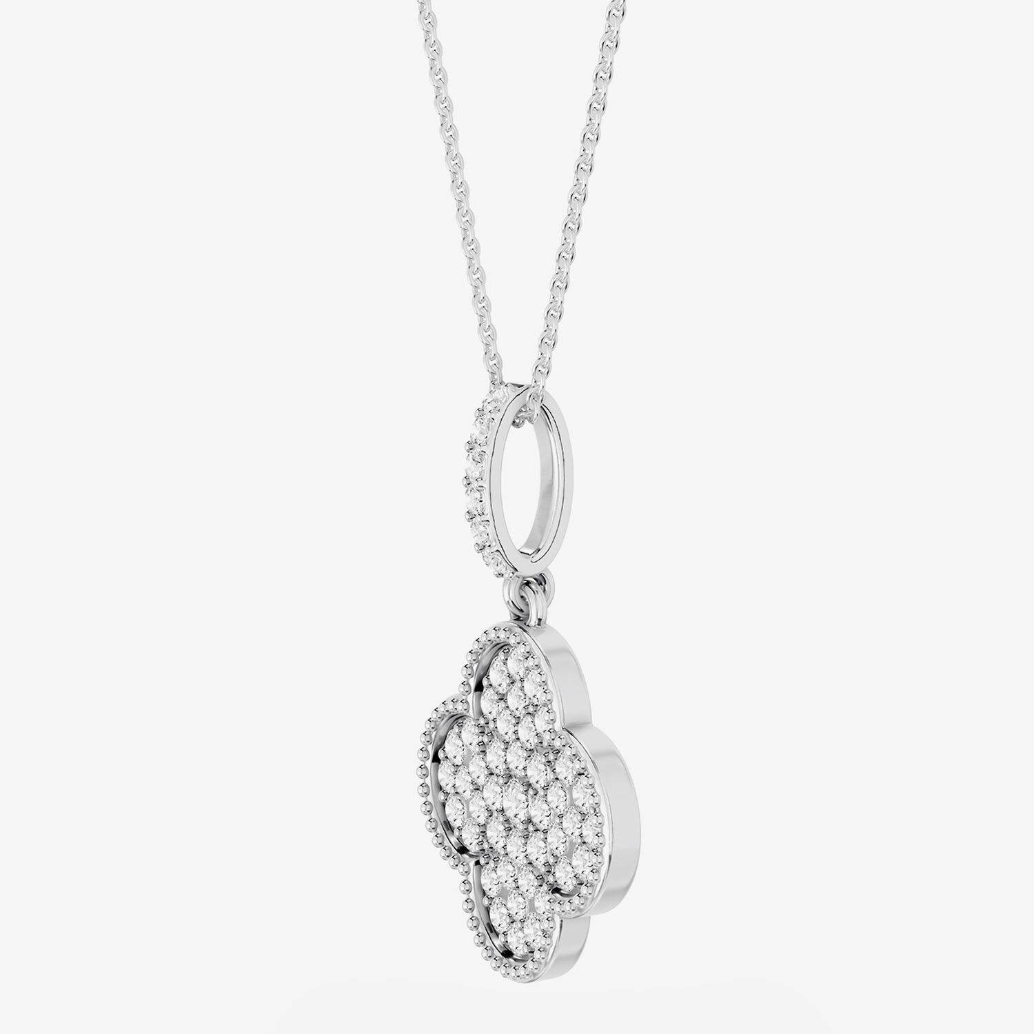 Limited Quantities! (F / Si1) Womens 1/2 CT. T.W. Lab Grown White Diamond Sterling Silver Clover 18 Inch Pendant Necklace