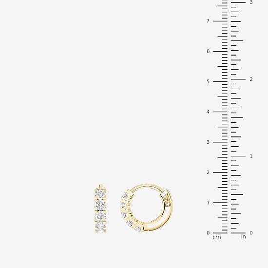 Limited Quantities! (F / Si1) Womens 1/2 CT. T.W. Lab Grown White Diamond 14K Gold Over Silver 12.4mm Hoop Earrings