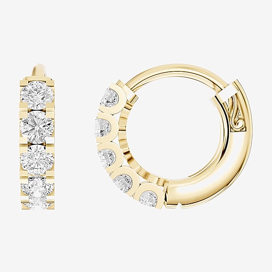 Limited Quantities! (F / Si1) Womens 1/2 CT. T.W. Lab Grown White Diamond 14K Gold Over Silver 12.4mm Hoop Earrings