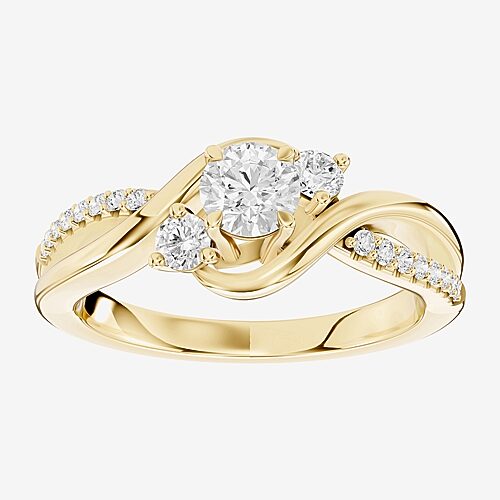 Limited Quantities! (F / Si1) Womens 5/8 CT. T.W. Lab Grown White Diamond 14K Gold Over Silver 3-Stone Crossover Cocktail Ring, 7, Yellow