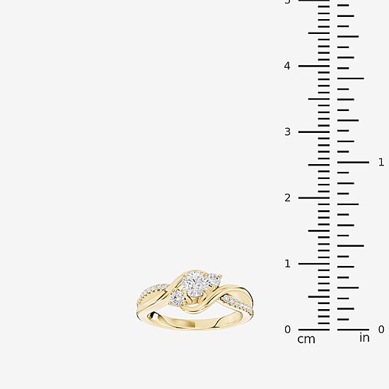 Limited Quantities! (F / Si1) Womens 5/8 CT. T.W. Lab Grown White Diamond 14K Gold Over Silver 3-Stone Crossover Cocktail Ring