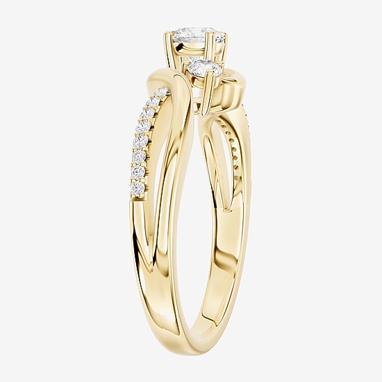 Limited Quantities! (F / Si1) Womens 5/8 CT. T.W. Lab Grown White Diamond 14K Gold Over Silver 3-Stone Crossover Cocktail Ring