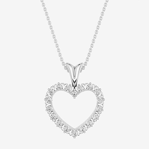 Limited Quantities! (F / Si1) Womens 1/4 CT. T.W. Lab Grown White Diamond Sterling Silver Heart 18 Inch Pendant Necklace, One Size, White
