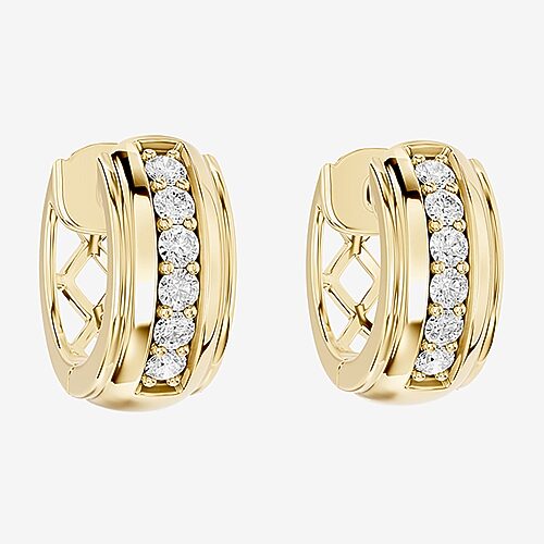 Limited Quantities! (F / Si1) Womens 1/4 CT. T.W. Lab Grown White Diamond 14K Gold Over Silver 12mm Hoop Earrings, One Size, Yellow