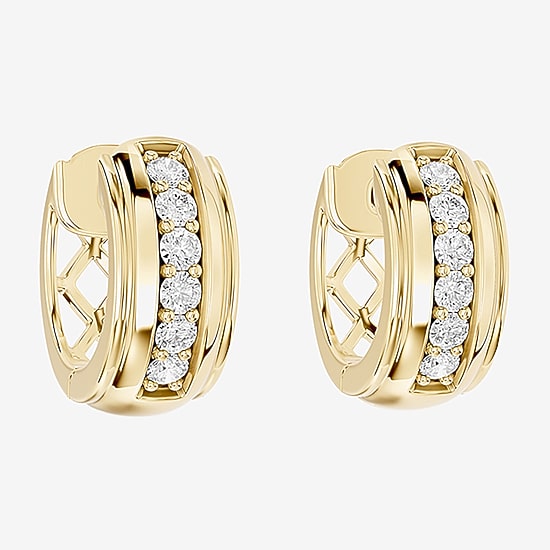 Limited Quantities! (F / Si1) Womens 1/4 CT. T.W. Lab Grown White Diamond 14K Gold Over Silver 12mm Hoop Earrings