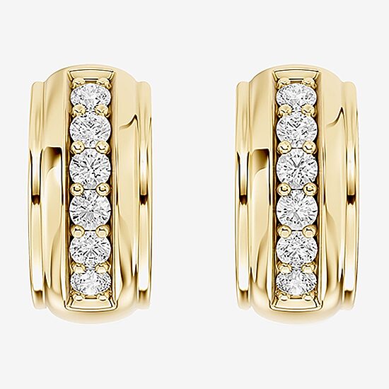 Limited Quantities! (F / Si1) Womens 1/4 CT. T.W. Lab Grown White Diamond 14K Gold Over Silver 12mm Hoop Earrings