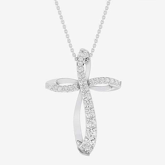 Limited Quantities! (F / Si1) Womens 1/3 CT. T.W. Lab Grown White Diamond Sterling Silver Cross 18 Inch Pendant Necklace