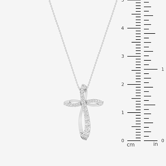 Limited Quantities! (F / Si1) Womens 1/3 CT. T.W. Lab Grown White Diamond Sterling Silver Cross 18 Inch Pendant Necklace