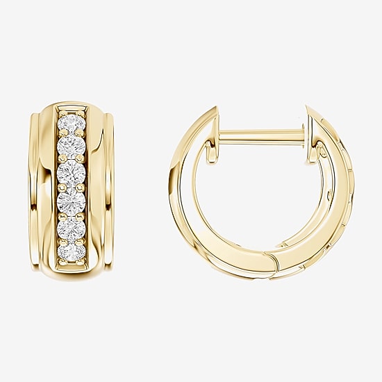 Limited Quantities! (F / Si1) Womens 1/4 CT. T.W. Lab Grown White Diamond 14K Gold Over Silver 12mm Hoop Earrings