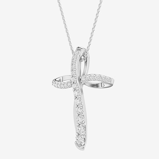 Limited Quantities! (F / Si1) Womens 1/3 CT. T.W. Lab Grown White Diamond Sterling Silver Cross 18 Inch Pendant Necklace