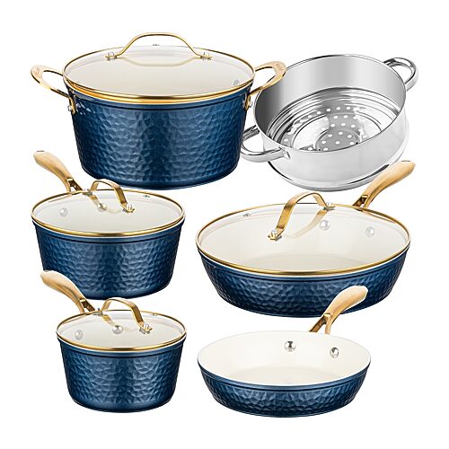 Gotham Steel Hammered 10-pc. Non-stick Cookware Set In Blue
