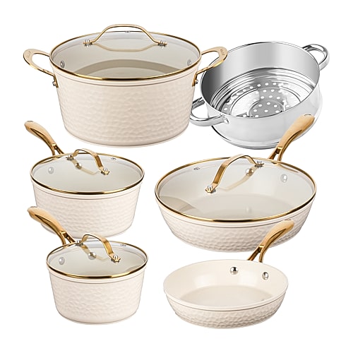 Gotham Steel Hammered 10-pc. Non-stick Cookware Set In Beige