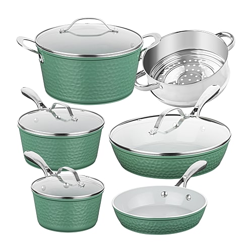 Gotham Steel Hammered 10-pc. Non-stick Cookware Set In Green