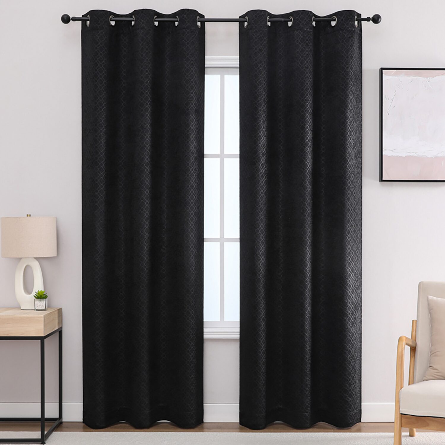 Regal Home Rocco Grommet Top Embossed Blackout Set of 2 Curtain Panel