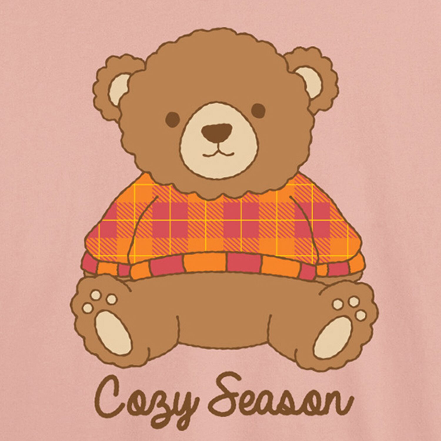 Cozy Season Teddy Bear Womens Crew Neck Short Sleeve Regular Fit Graphic T-Shirt