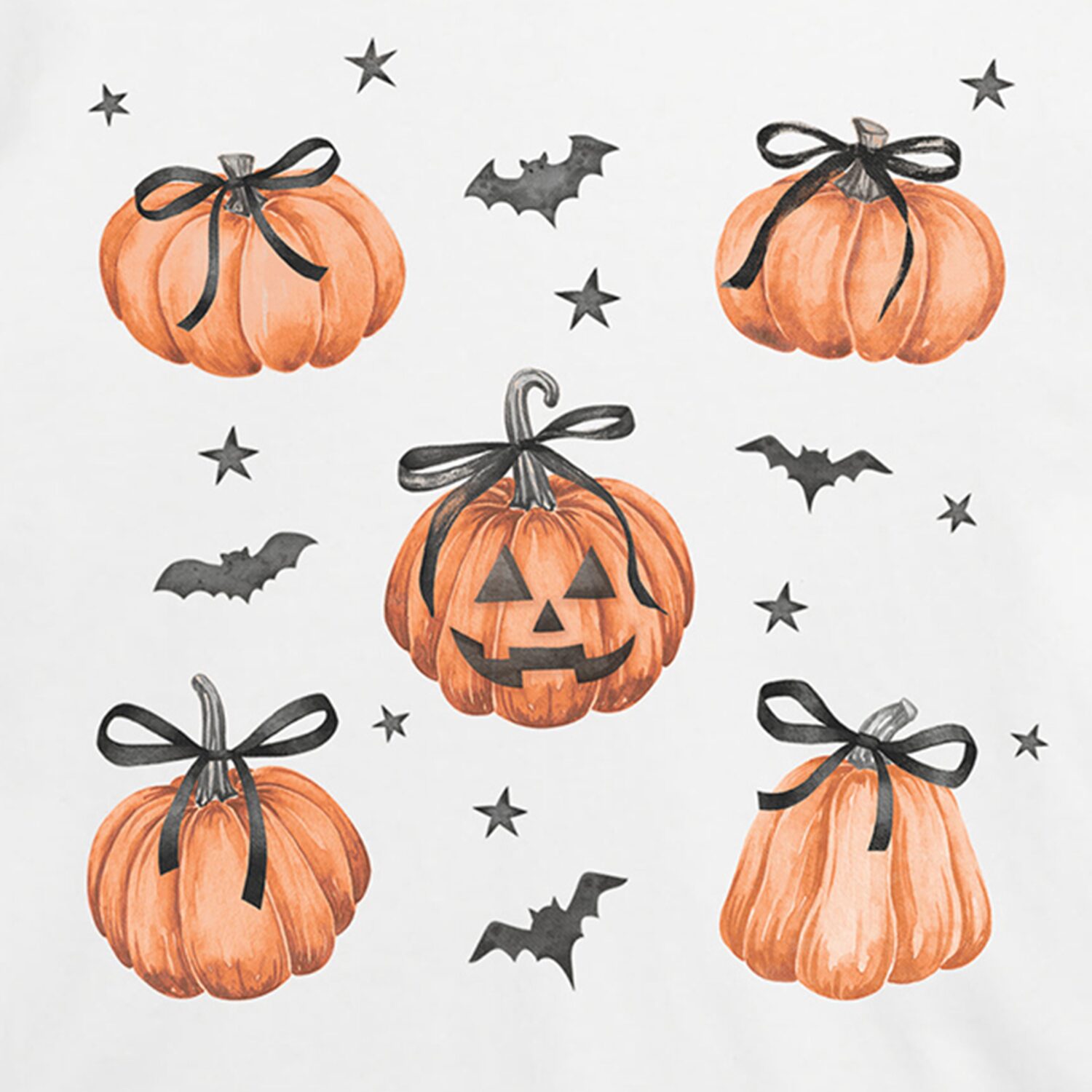Pumpkin Bows Halloween Womens Crew Neck Short Sleeve Regular Fit Graphic T-Shirt