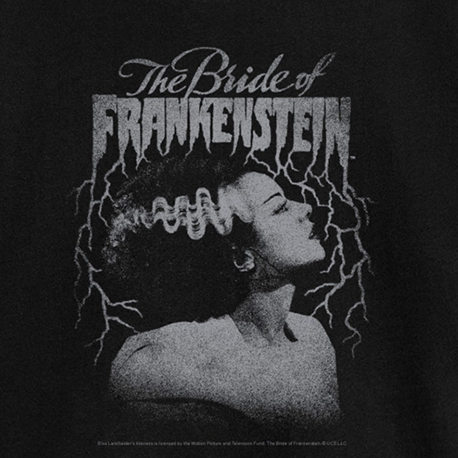 Bride Of Frankenstein Distressed Womens Crew Neck Short Sleeve Regular Fit Graphic T-Shirt