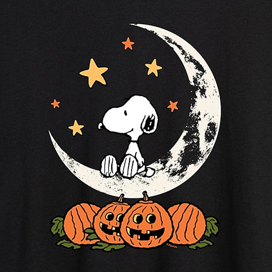 Snoopy Halloween Moon Womens Crew Neck Short Sleeve Oversized Graphic T-Shirt