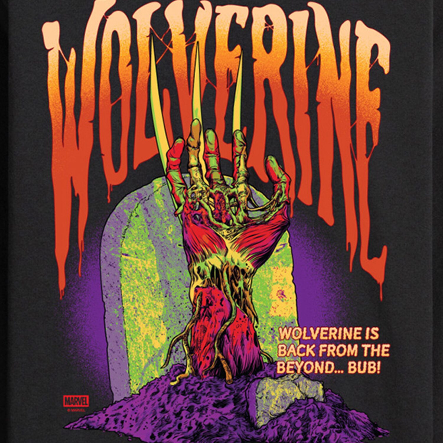 Zombie Wolverine Mens Crew Neck Long Sleeve Regular Fit Marvel Big and Tall Graphic T-Shirt