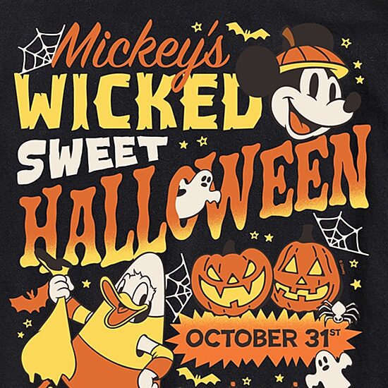 Wicked Sweet Halloween Mens Crew Neck Short Sleeve Regular Fit Mickey Mouse Big and Tall Graphic T-Shirt