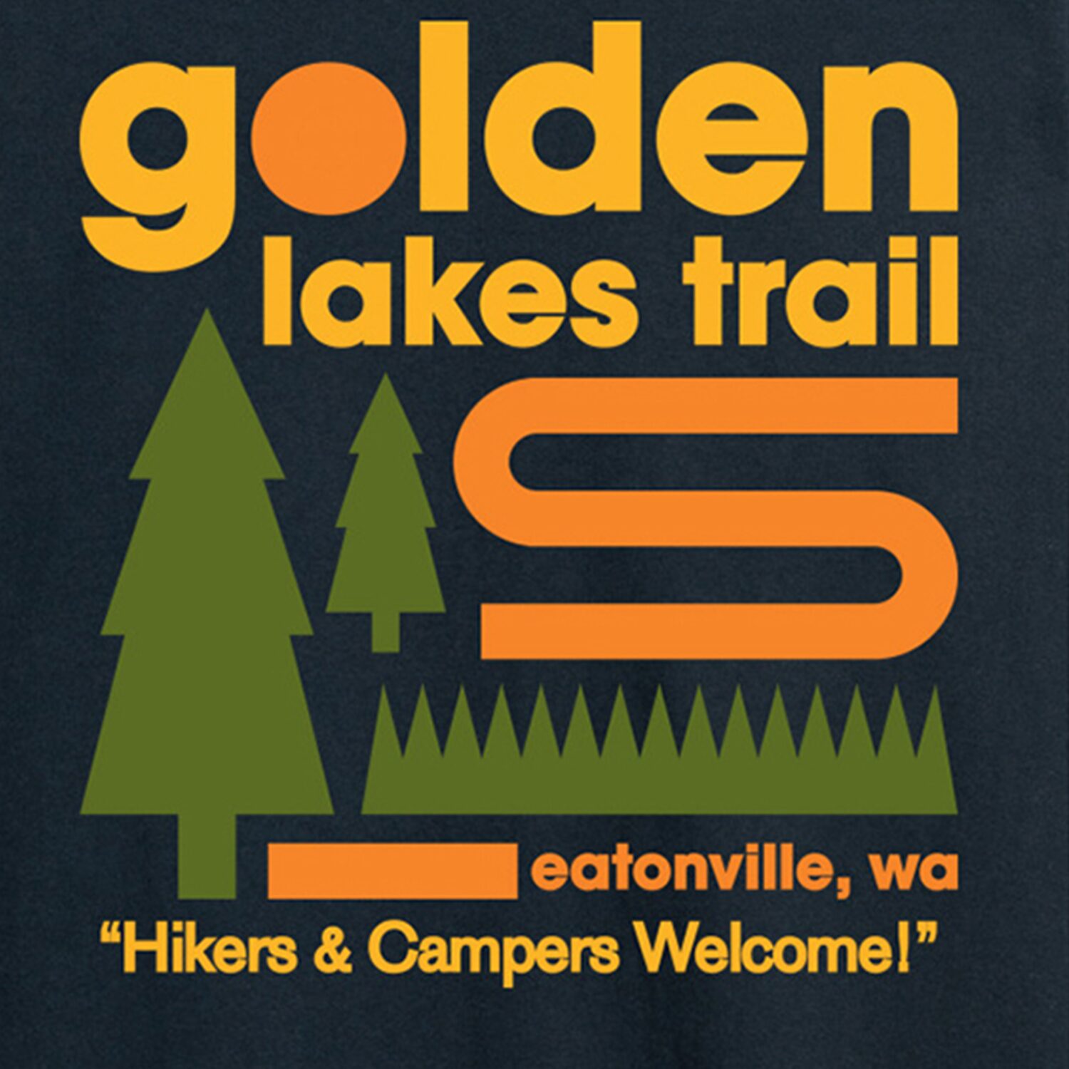 Golden Lakes Trail Mens Crew Neck Long Sleeve Regular Fit Big and Tall Graphic T-Shirt