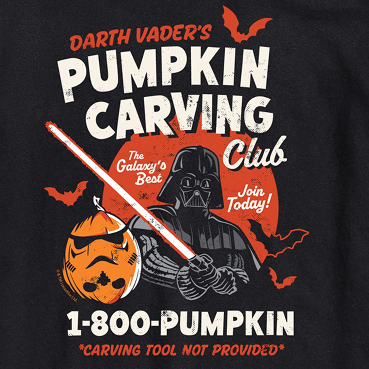 Darth Vaders Pumpkin Carving Halloween Mens Crew Neck Short Sleeve Regular Fit Star Wars Big and Tall Graphic T-Shirt