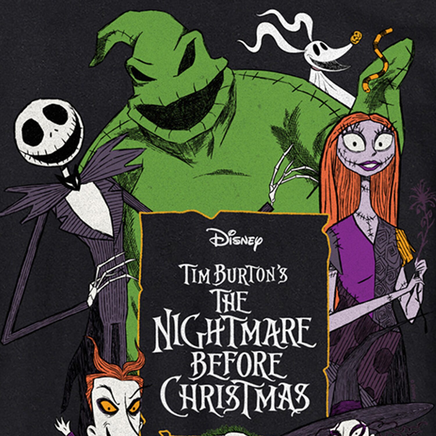 Jack Sally Oogie Boogie Mens Crew Neck Short Sleeve Regular Fit Nightmare Before Christmas Big and Tall Graphic T-Shirt
