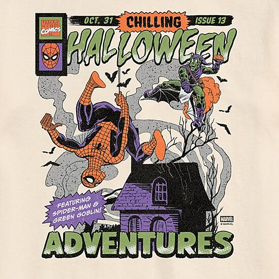 Halloween Green Goblin Mens Crew Neck Short Sleeve Regular Fit Spiderman Big and Tall Graphic T-Shirt