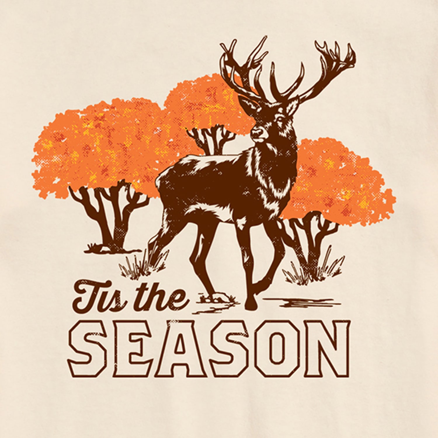 Tis Season Fall Deer Mens Crew Neck Short Sleeve Regular Fit Big and Tall Graphic T-Shirt
