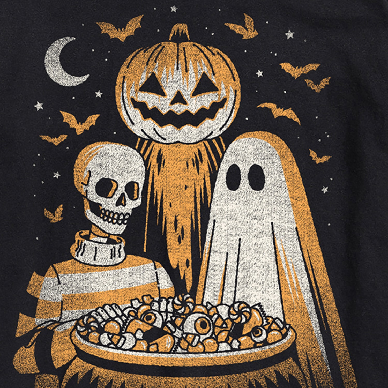 Halloween Ghost Skeleton Pumpkin Head Mens Crew Neck Short Sleeve Regular Fit Big and Tall Graphic T-Shirt