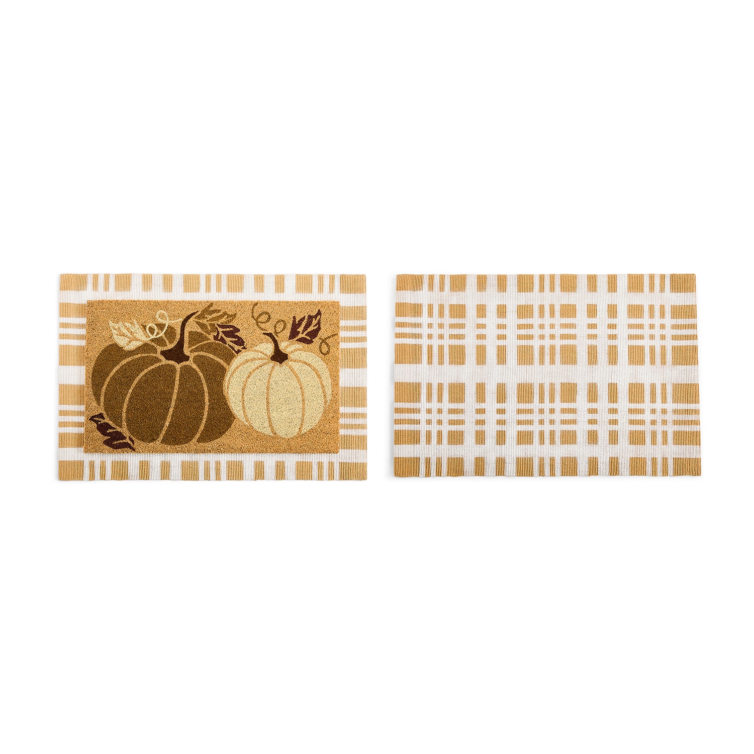 Layerings Neutral Pumpkin Layered 2pc Set 24"X36" Indoor Outdoor Rectangular Doormat