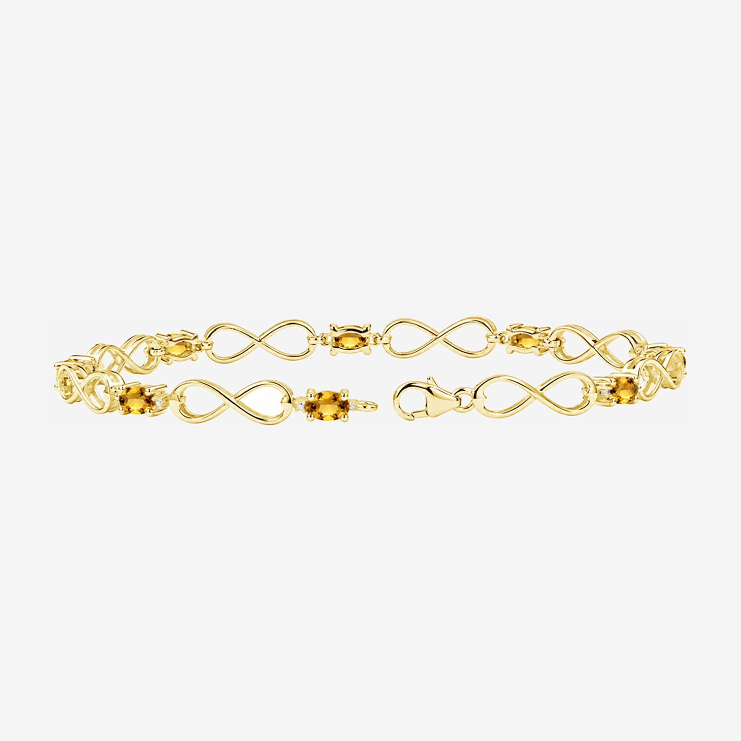Limited Quantities! Womens Diamond Accent Genuine Yellow Citrine 14K Gold Over Silver Tennis Bracelet