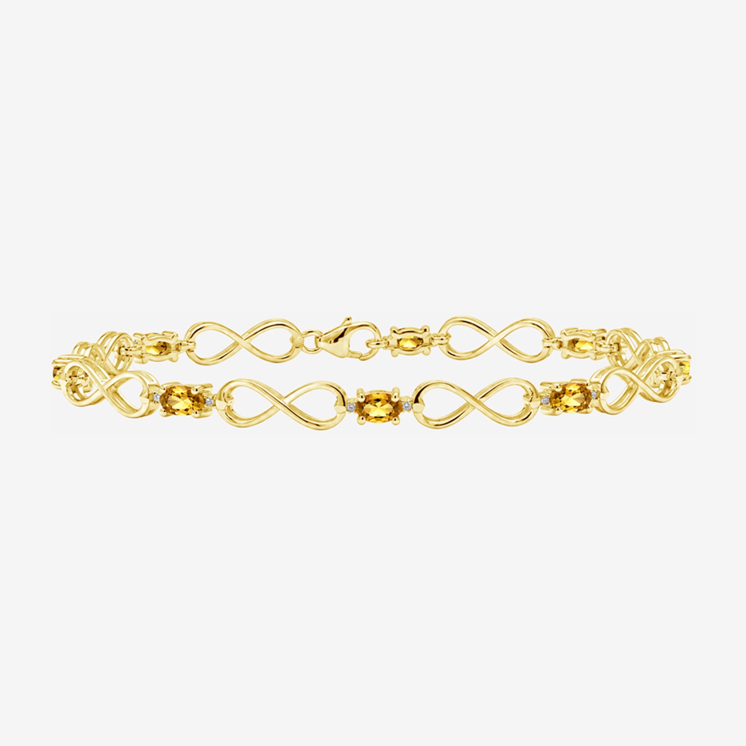 Limited Quantities! Womens Diamond Accent Genuine Yellow Citrine 14K Gold Over Silver Tennis Bracelet