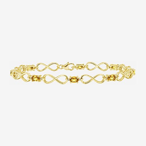 Limited Quantities! Womens Diamond Accent Genuine Yellow Citrine 14K Gold Over Silver Tennis Bracelet, One Size, Yellow
