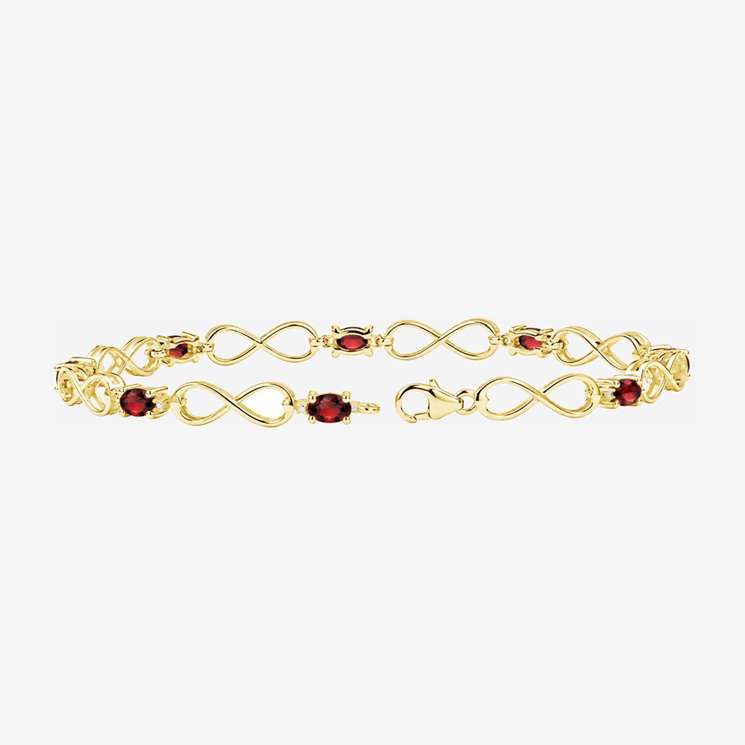 Limited Quantities! Womens Diamond Accent Genuine Red Garnet 14K Gold Over Silver Tennis Bracelet