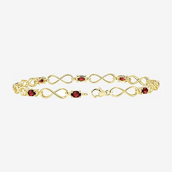 Limited Quantities! Womens Diamond Accent Genuine Red Garnet 14K Gold Over Silver Tennis Bracelet
