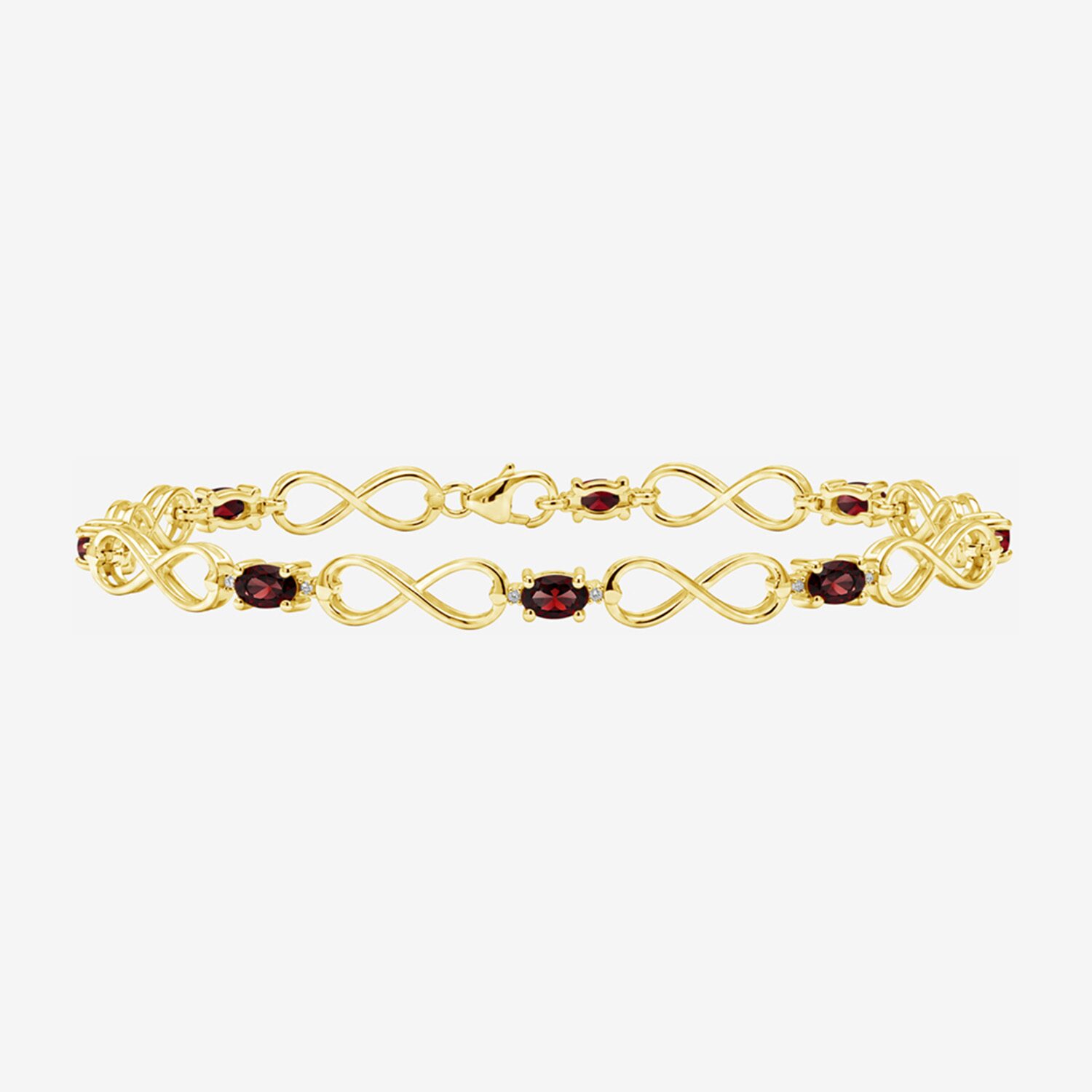 Limited Quantities! Womens Diamond Accent Genuine Red Garnet 14K Gold Over Silver Tennis Bracelet