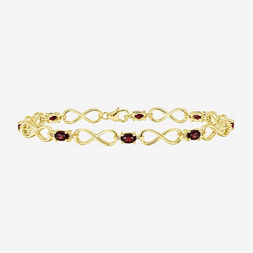 Limited Quantities! Womens Diamond Accent Genuine Red Garnet 14K Gold Over Silver Tennis Bracelet, One Size, Red