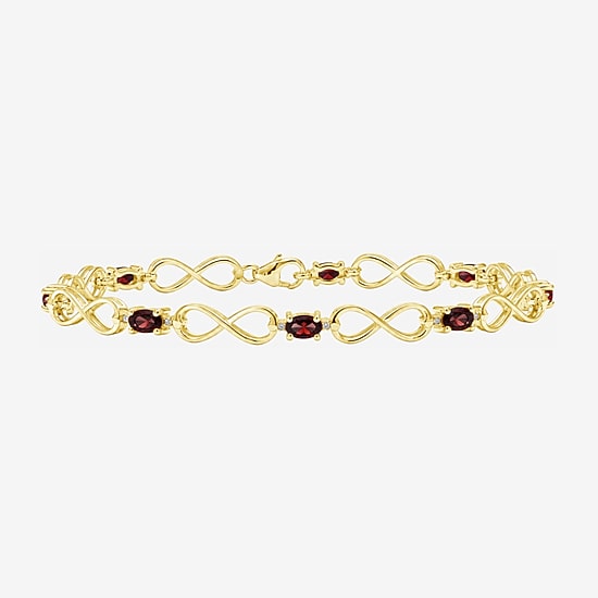 Limited Quantities! Womens Diamond Accent Genuine Red Garnet 14K Gold Over Silver Tennis Bracelet