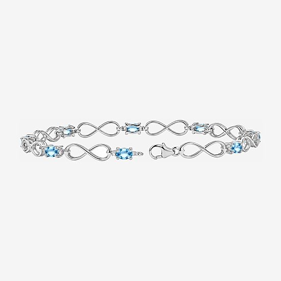 Limited Quantities! Womens Diamond Accent Genuine Blue Topaz Sterling Silver Tennis Bracelet