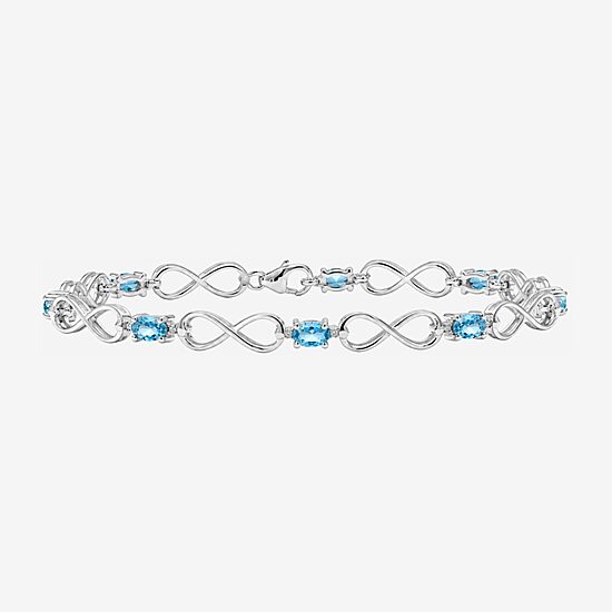 Limited Quantities! Womens Diamond Accent Genuine Blue Topaz Sterling Silver Tennis Bracelet